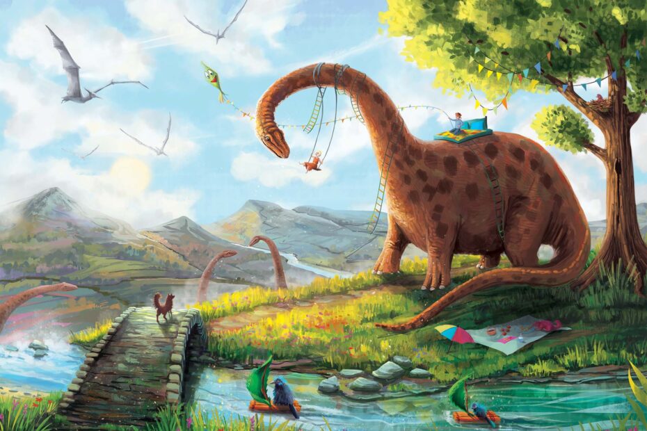 plakat z dinozaurem