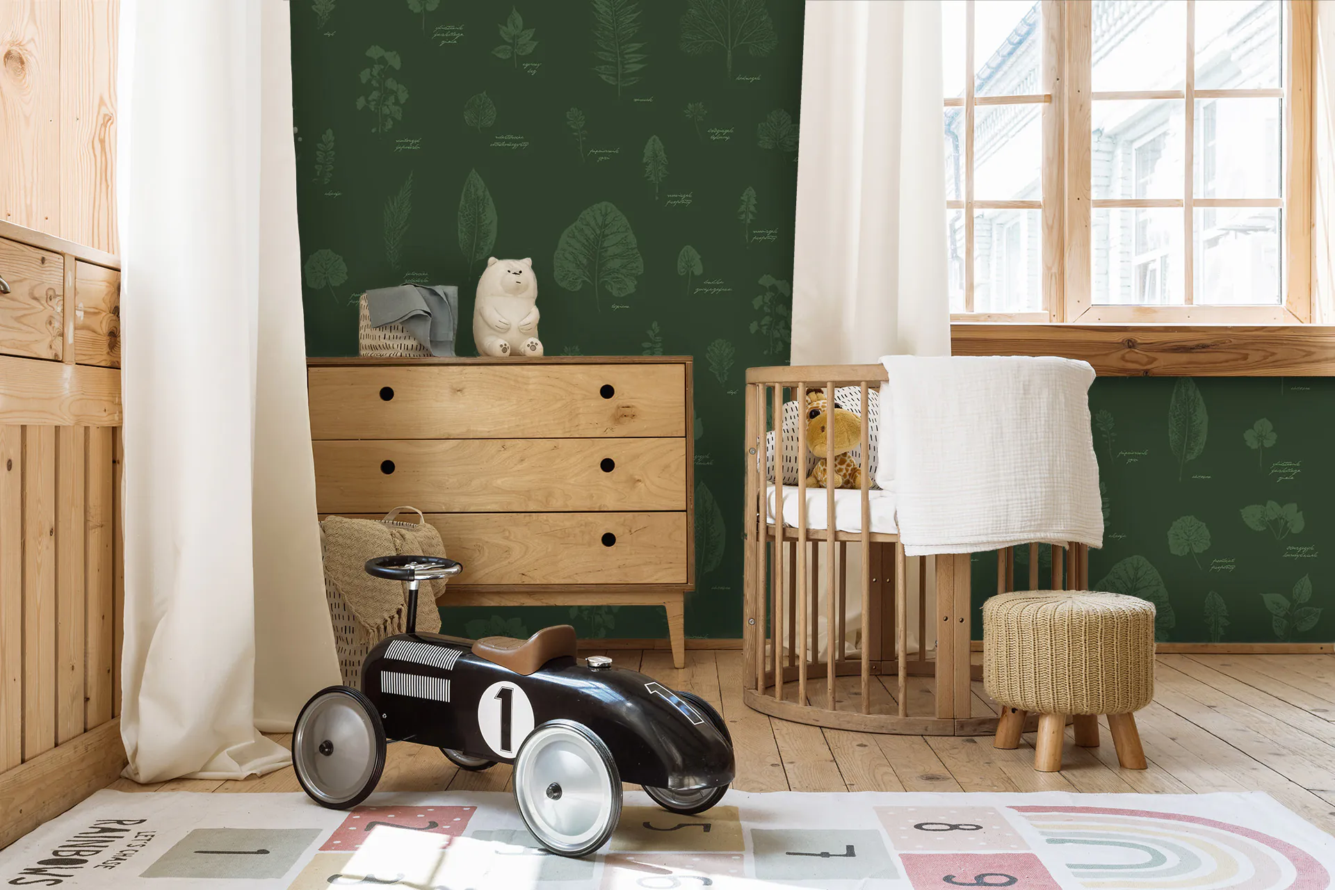 tapeta malowaliście - ciemnozielona - wizualizacja