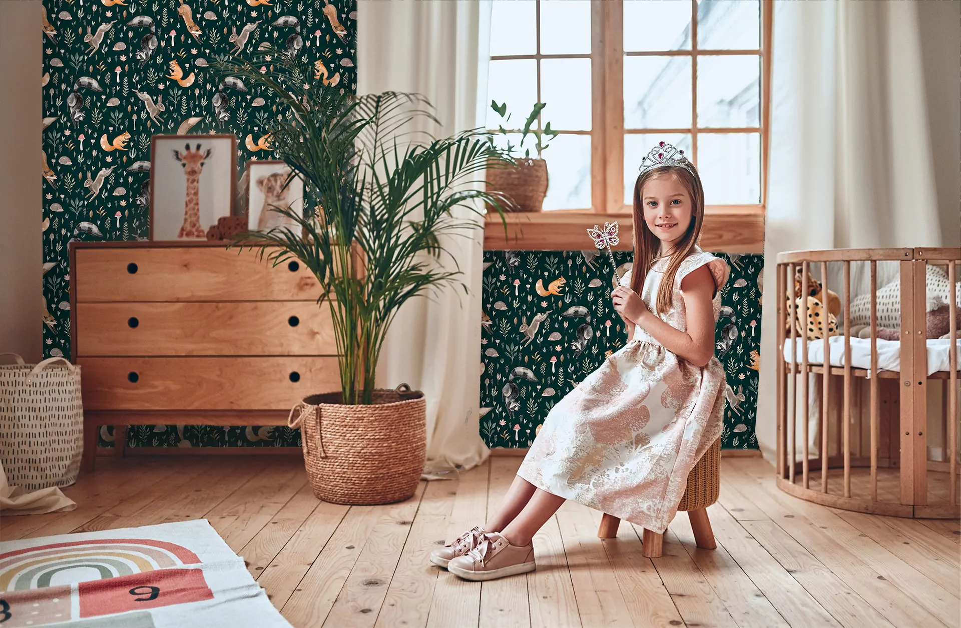 Tapeta z leśnymi zwierzętami - wizualizacja