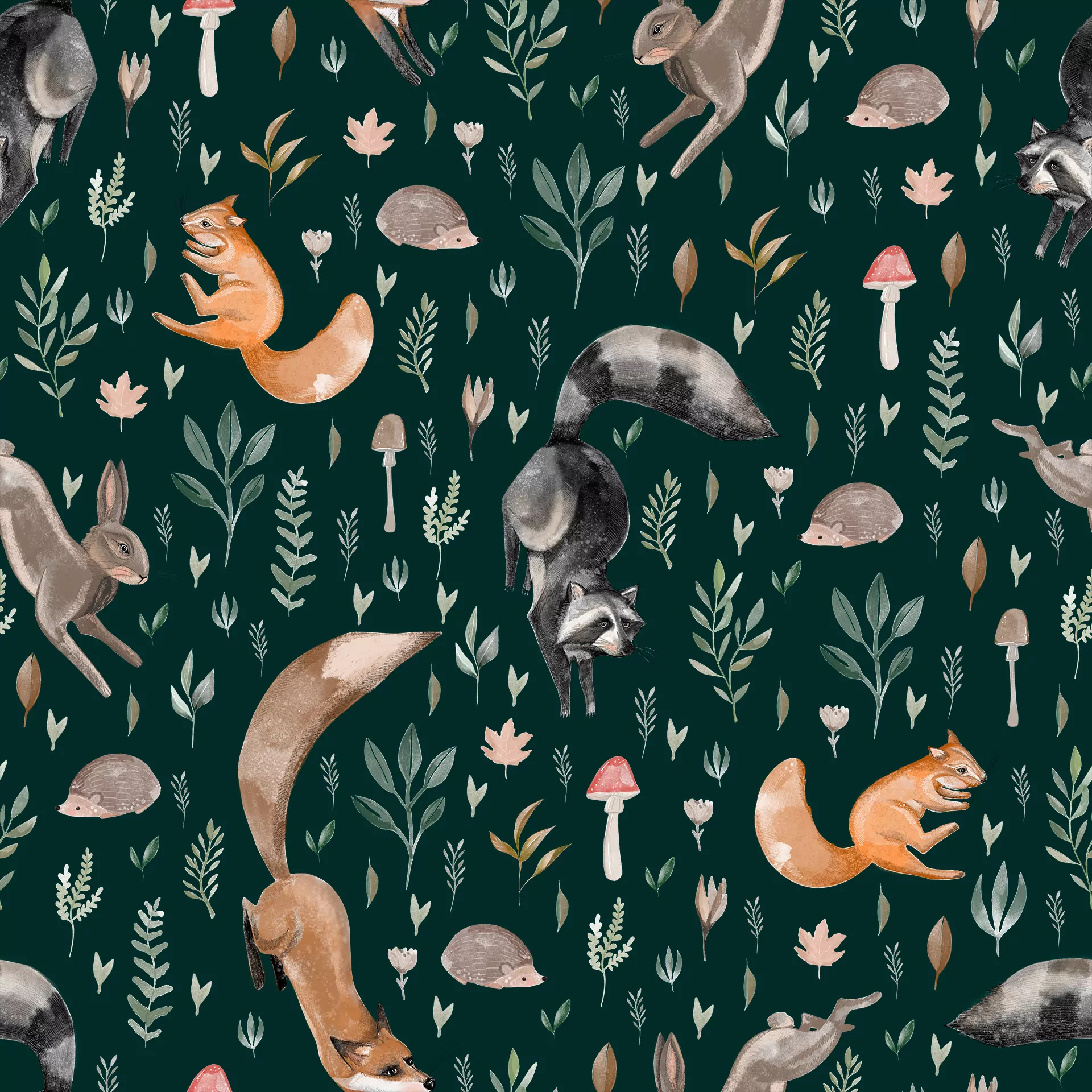 Tapeta z leśnymi zwierzętami