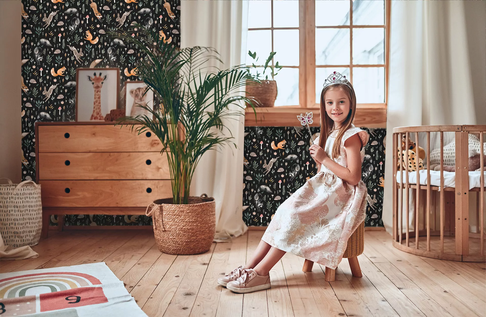 Tapeta z leśnymi zwierzętami - wizualizacja