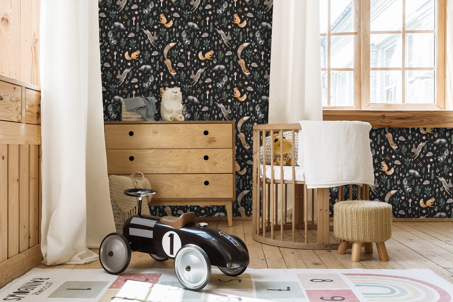 Tapeta dziecięca - leśne harce - wizualizacja