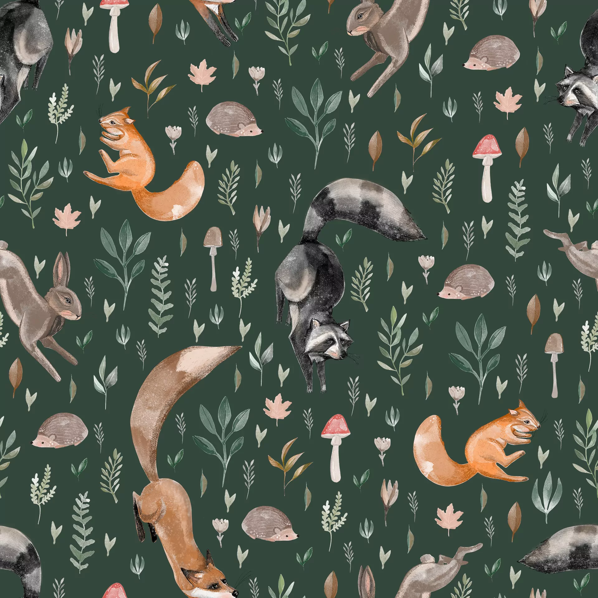 Tapeta z leśnymi zwierzętami