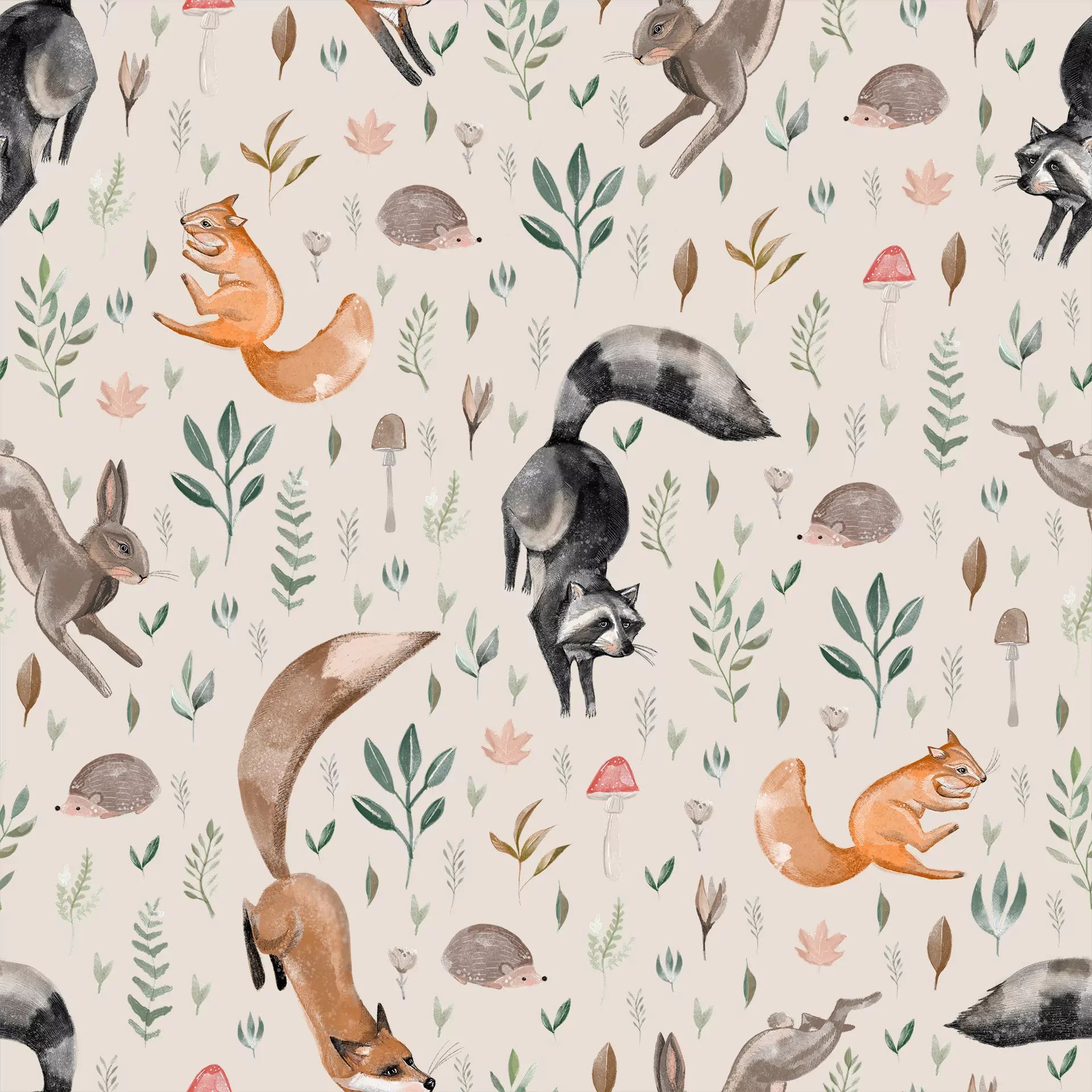 Tapeta z leśnymi zwierzętami