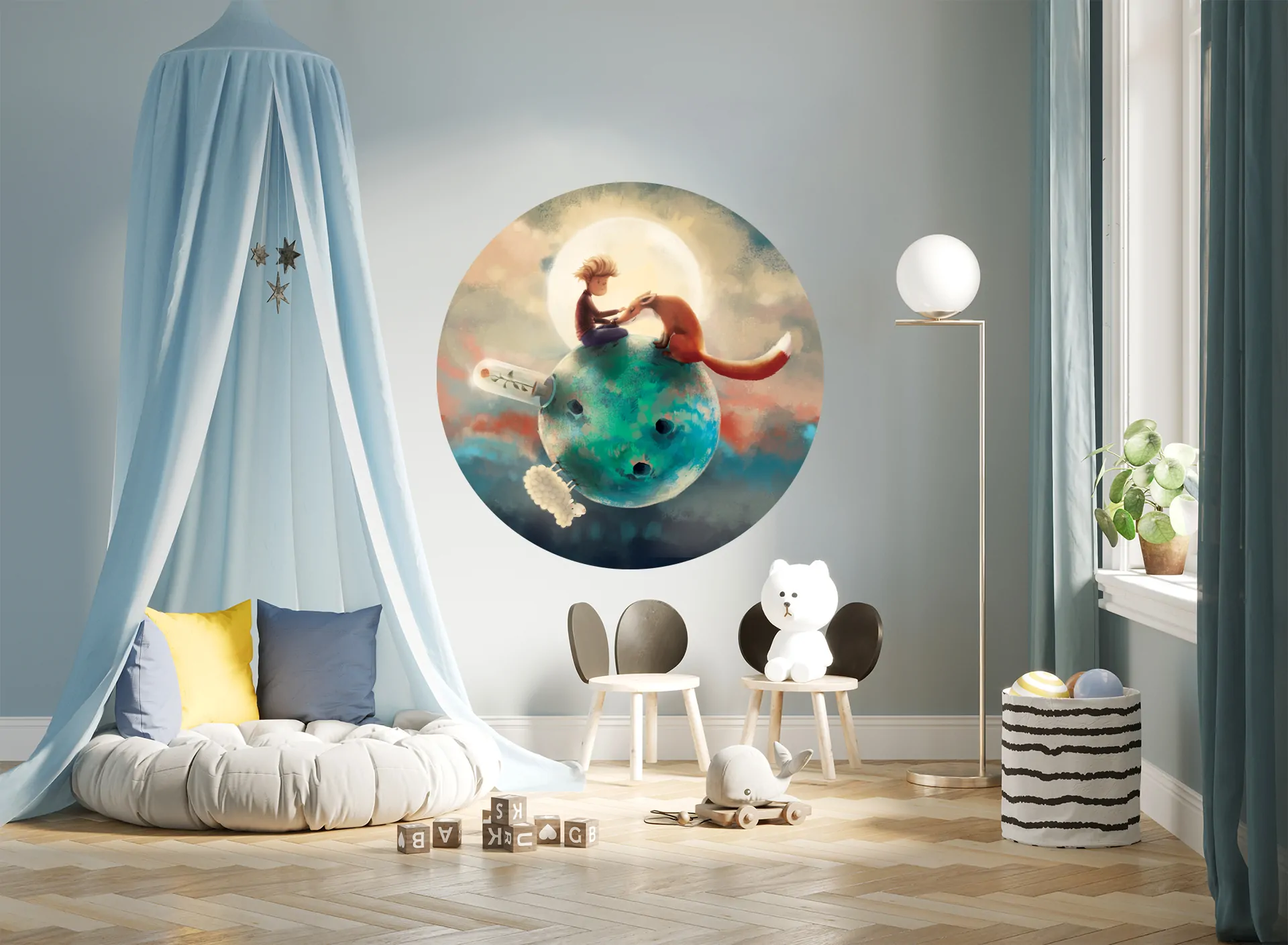 naklejka ścienna w kształcie koła - wizualizacja - Oswajanie