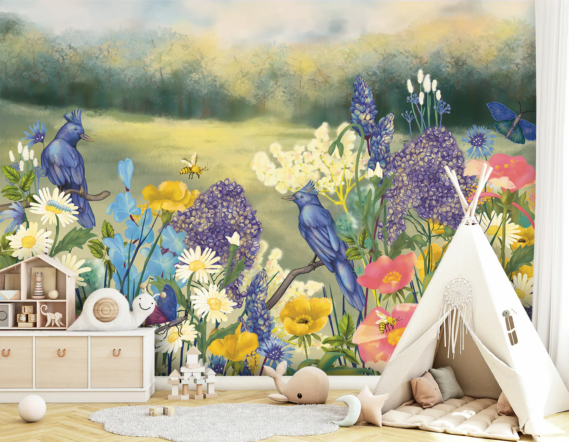 fototapeta w kwiaty - Buszowanie w kwiatostanie - wizualizacja pokoju